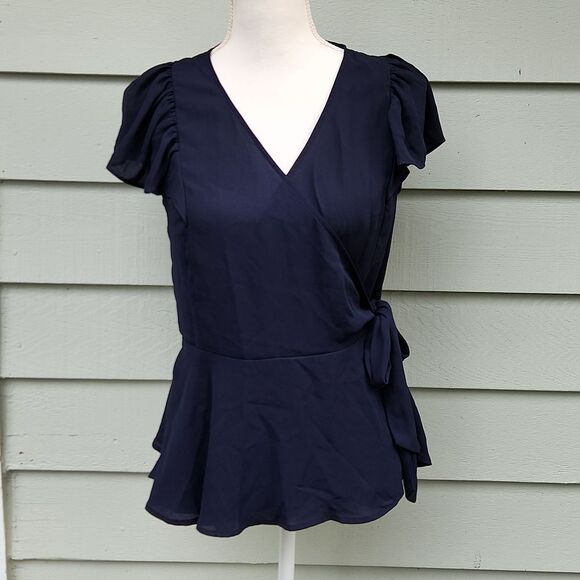 LOFT Flutter Wrap Peplum Top - Picture 3 of 7